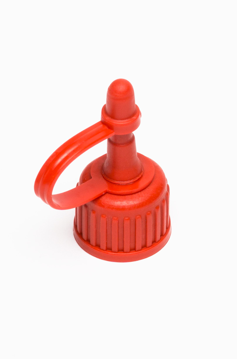 Spritzdeckel Halteband + Käppchen aus HDPE ø 18,0 mm Mündung