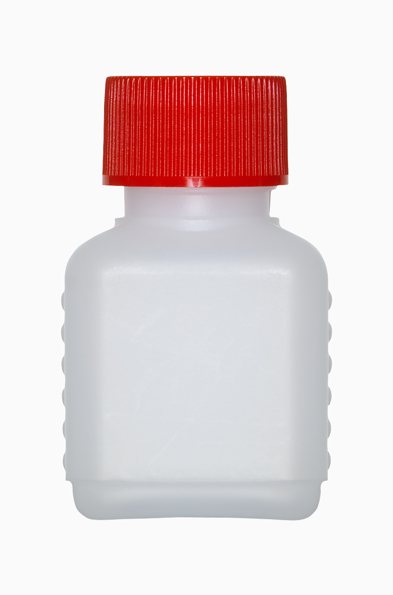 Kunststoff Vierkantflasche: 50 Milliliter, Farbe: natur