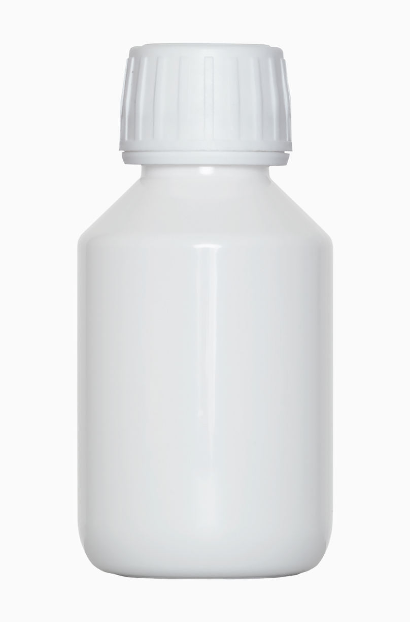 PET Rundflasche: 100 Milliliter, Farbe: weiß