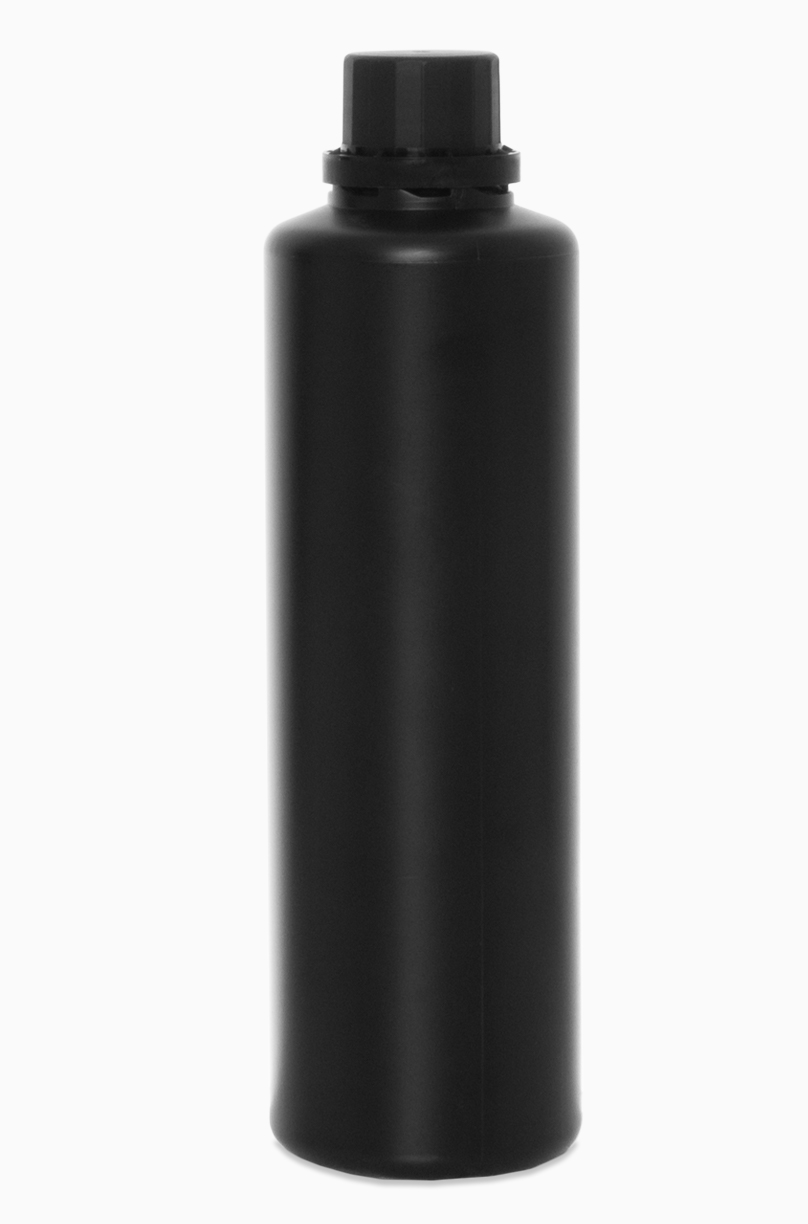 Kunststoff Rundflasche OV 500/28: 500 Milliliter, Farbe: schwarz
