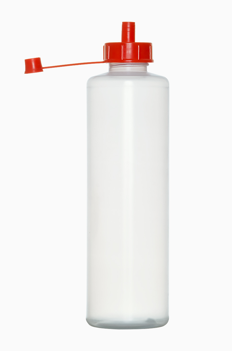 Kunststoff Rundflasche quetschbar: 500 Milliliter, Farbe: klar transparent
