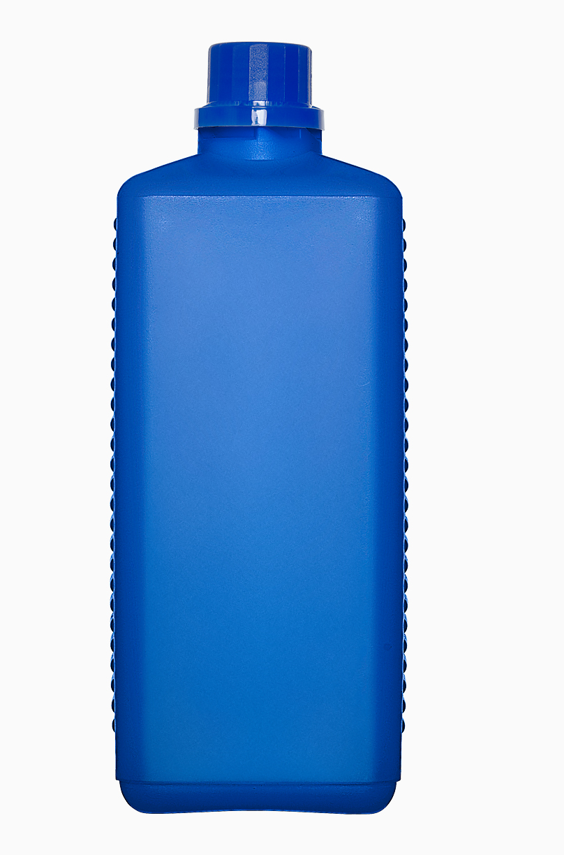 Kunststoff Vierkantflasche OV: 1,0 Liter, Farbe: blau