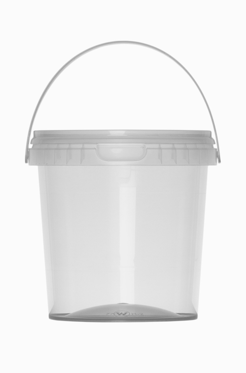 Kunststoff Rundeimer: 750 Milliliter, Farbe: transparent
