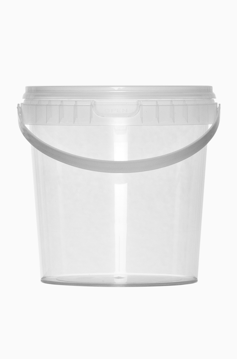 Kunststoff Rundeimer: 1,2 Liter, Farbe: transparent