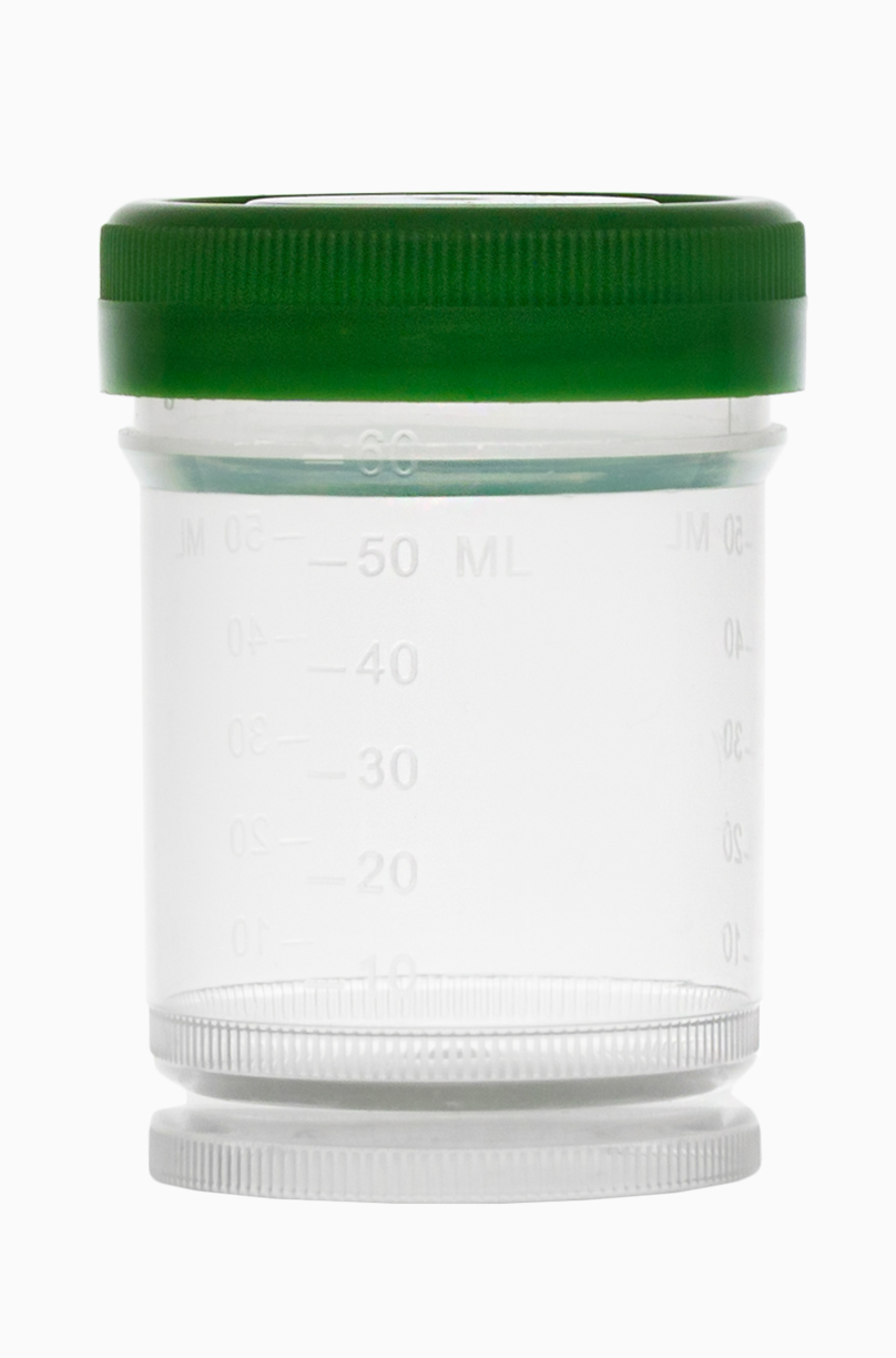 Schraubdeckelbecher steril: 60 Milliliter, Farbe: klar transparent