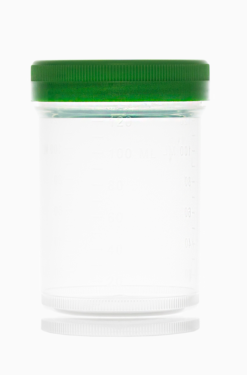 Schraubdeckelbecher steril: 125 Milliliter, Farbe: klar transparent