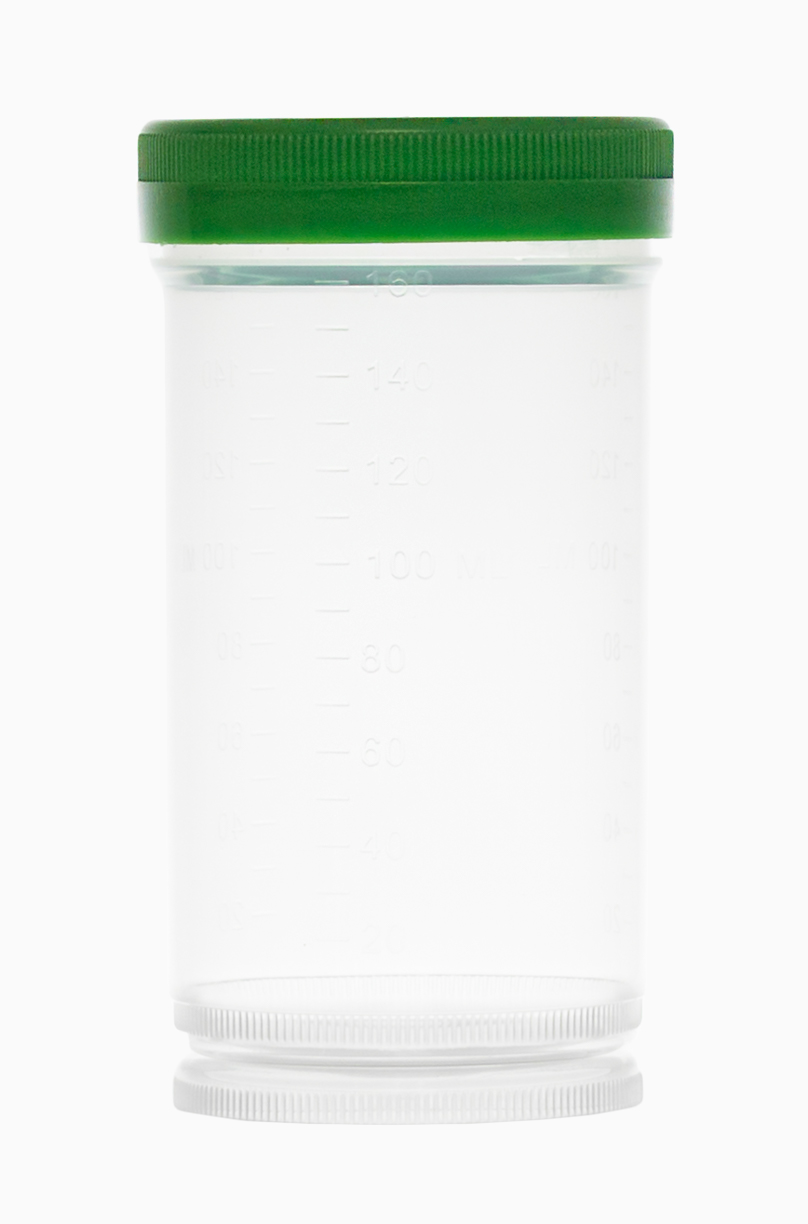 Schraubdeckelbecher steril: 170 Milliliter, Farbe: klar transparent