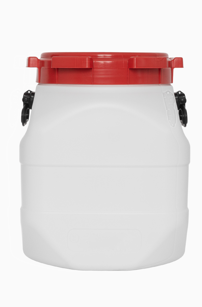 Kunststoff Schraubdeckelfass quadratisch: 50,0 Liter, Farbe: weiß