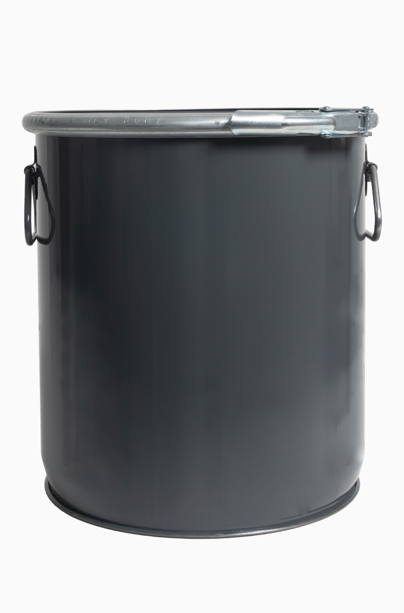 Stahlblech Hobbock zyl.: 15,0 Liter, Farbe: grau RAL 7012