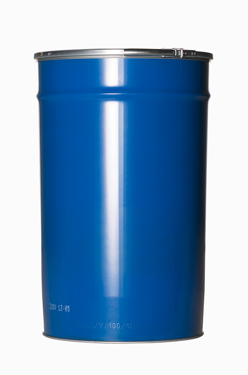 Stahlblech Deckelfass konisch i.l.: 120,0 Liter, Farbe: blau RAL 5010