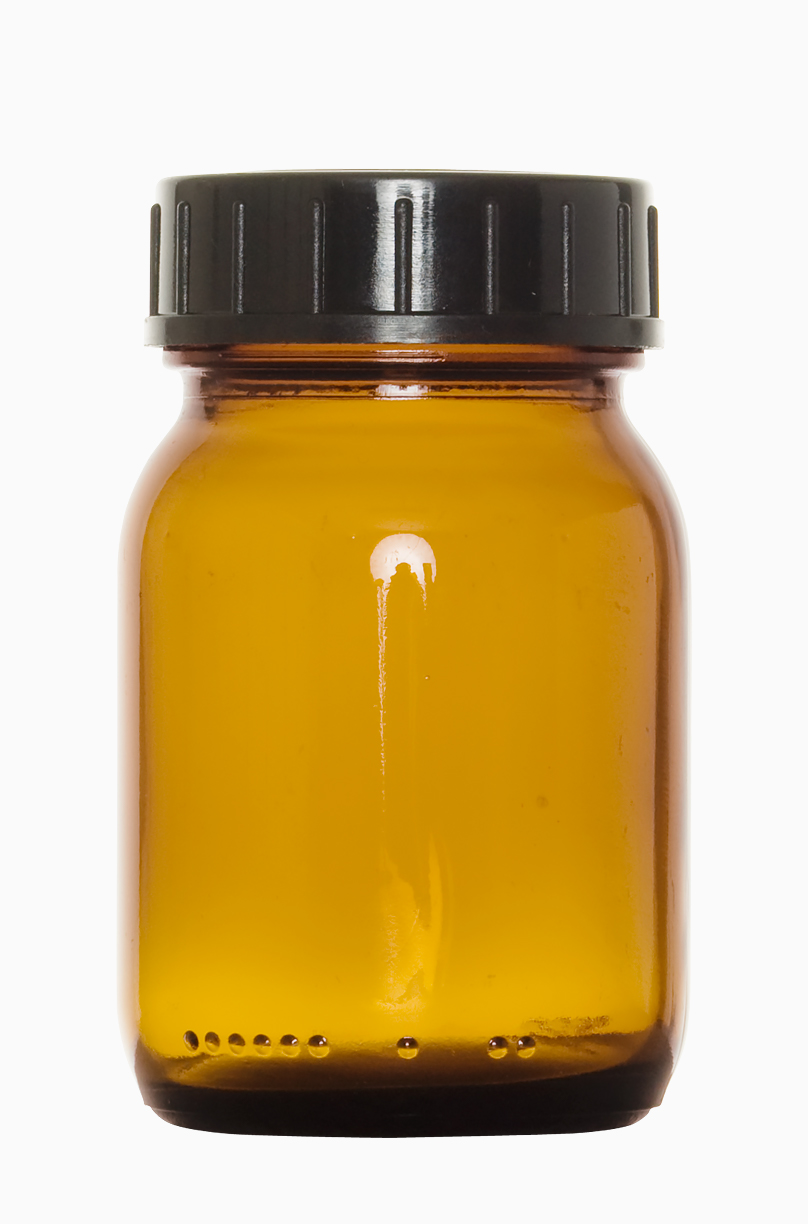 Weithalsglas: 75 Milliliter, Farbe: braun