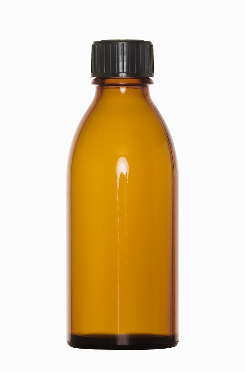 Enghalsglas: 100 Milliliter, Farbe: braun