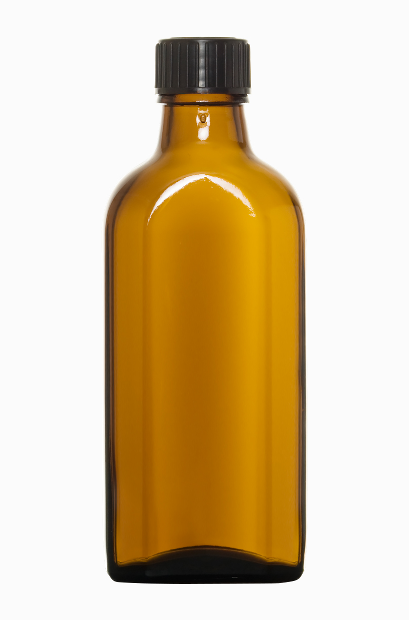 Meplatflasche: 100 Milliliter, Farbe: braun