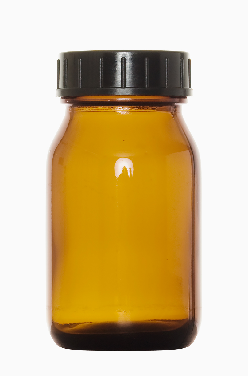 Weithalsglas: 100 Milliliter, Farbe: braun