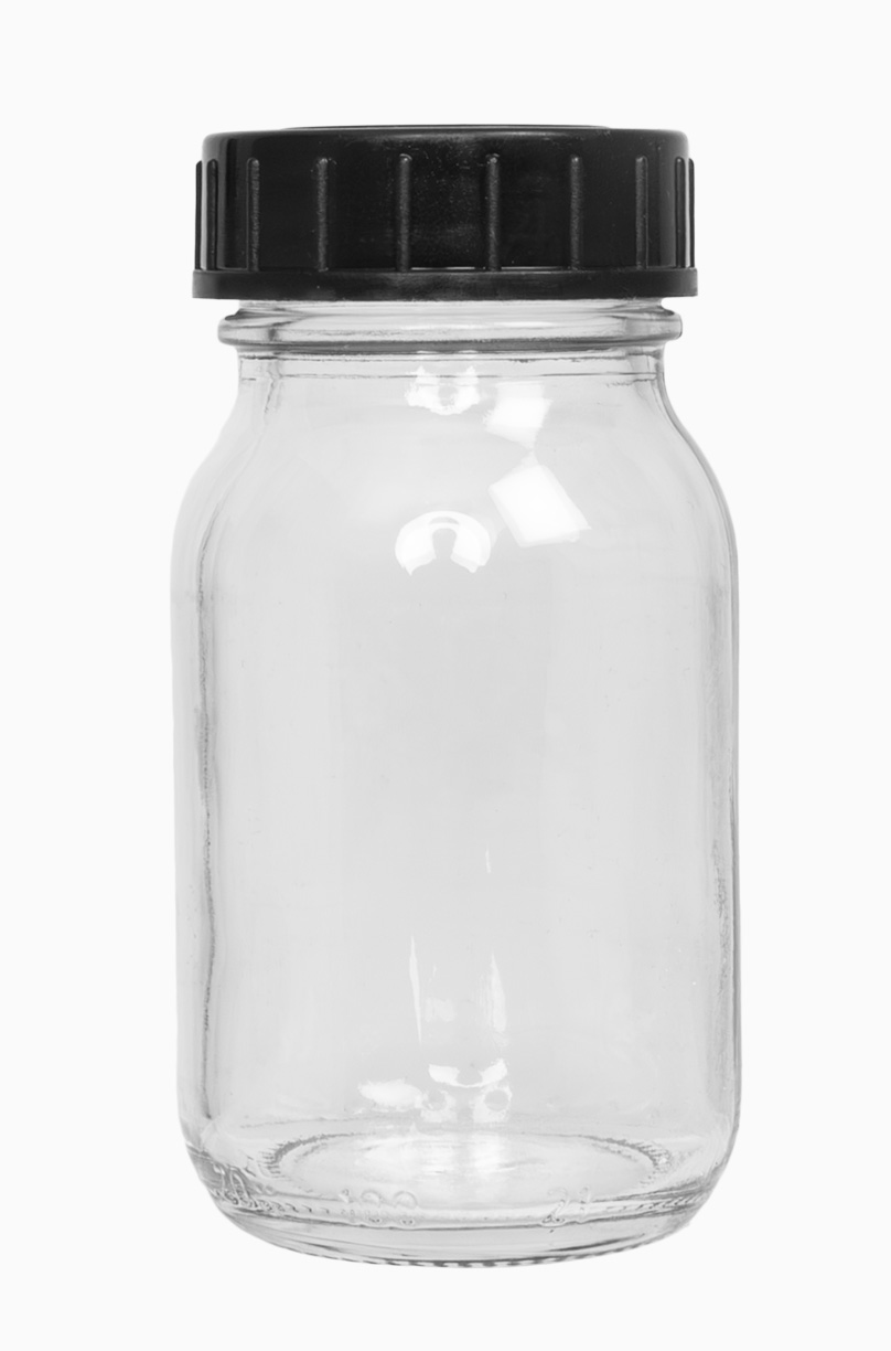 Weithalsglas: 100 Milliliter, Farbe: klar