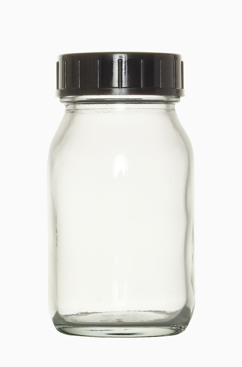 Weithalsglas: 100 Milliliter, Farbe: klar