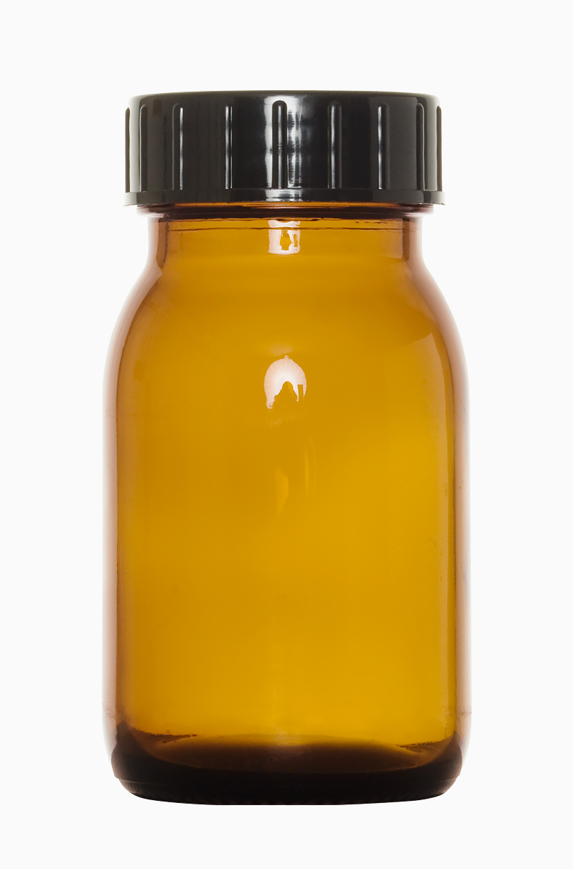 Weithalsglas: 150 Milliliter, Farbe: braun