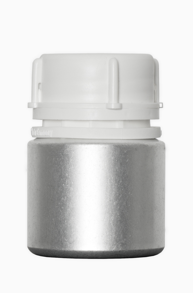 Aluminiumflasche Schrägschulter: 65 Milliliter, Farbe: silbermatt gebeizt