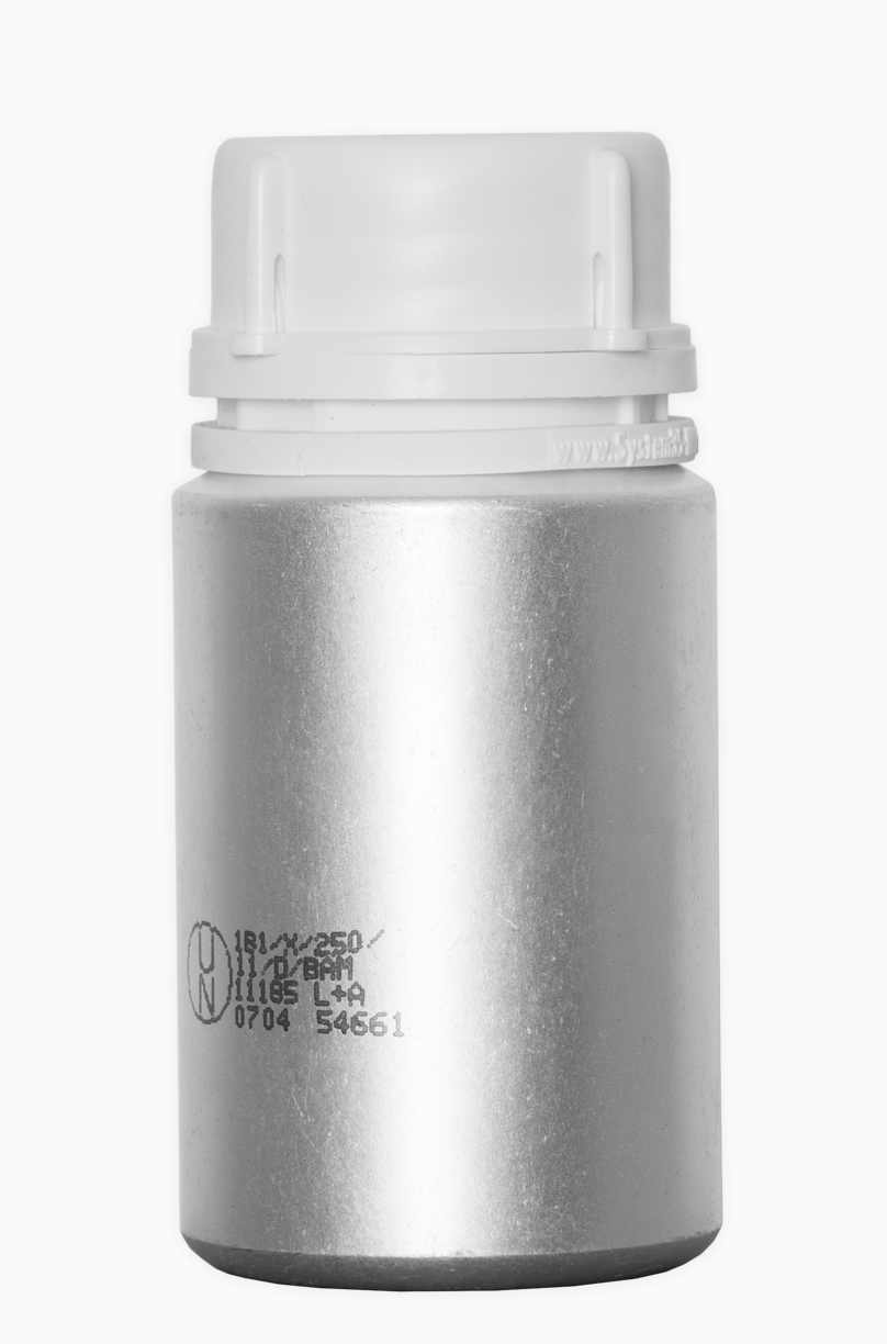Aluminiumflasche Schrägschulter: 125 Milliliter, Farbe: silbermatt gebeizt