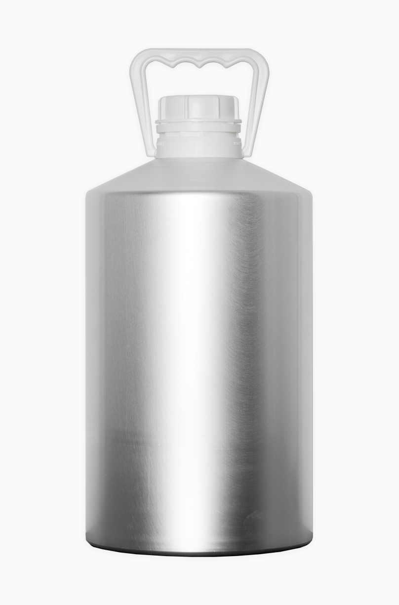 Aluminiumflasche Schrägschulter: 6,3 Liter, Farbe: silbermatt gebeizt