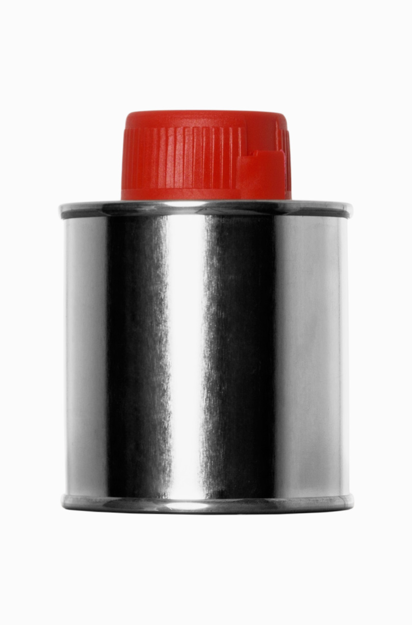 Weißblech Flachflasche: 100 Milliliter, Farbe: blank