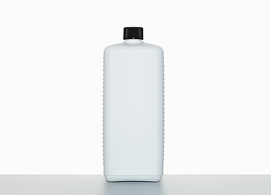 Kunststoff Vierkantflasche: 1,0 Liter, Farbe: weiß