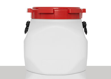 Square wide neck drum: 40,0 liter, colour: white