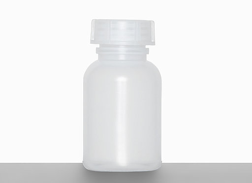 Laboratory bottle: 100 milliliter, colour: natural