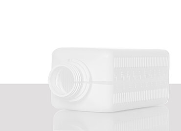 Kunststoff Vierkantflasche OV Skala: 1,0 Liter, Farbe: weiß Kunststoff Vierkantflasche OV Skala: 1,0 Liter, Farbe: weiß