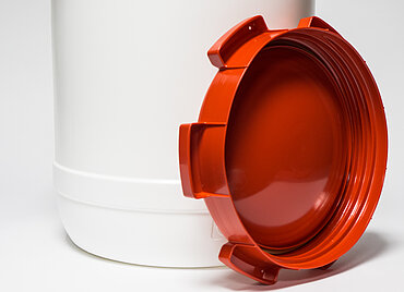 Kunststoff Schraubdeckelfass: 68,5 Liter, Farbe: weiß Kunststoff Schraubdeckelfass: 68,5 Liter, Farbe: weiß