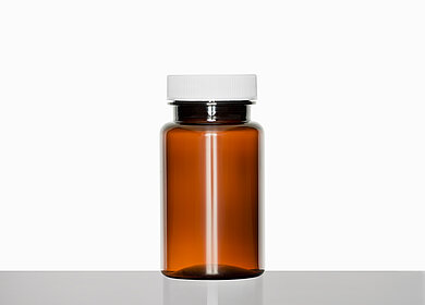 PET-Packer: 100 milliliter, colour: brown (photo in white)