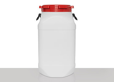 Kunststoff Schraubdeckelfass quadratisch: 80,0 Liter, Farbe: weiß