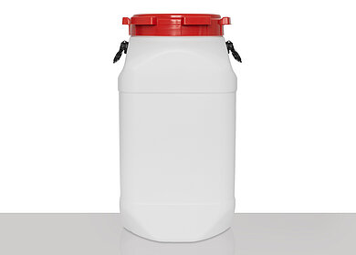 Kunststoff Schraubdeckelfass quadratisch: 80,0 Liter, Farbe: weiß
