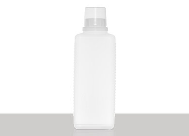 Kunststoff Vierkantflasche OV: 1,0 Liter, Farbe: natur
