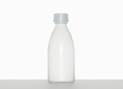 Laboratory bottle: 100 milliliter, colour: natural