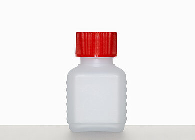 Kunststoff Vierkantflasche: 50 Milliliter, Farbe: natur