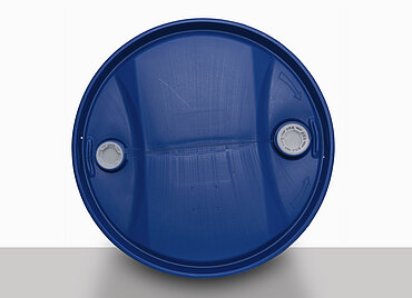 Plastic tight head drum with L-ring: 220,0 liter, colour: blue