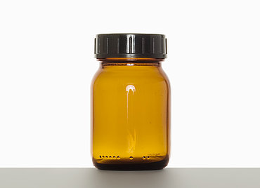 Weithalsglas: 75 Milliliter, Farbe: braun