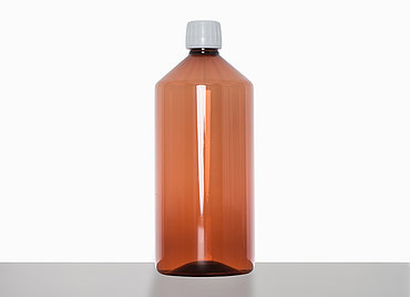 PET bottle: 1,0 liter, colour: brown transparent