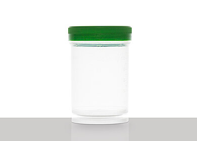 Schraubdeckelbecher steril: 125 Milliliter, Farbe: klar transparent