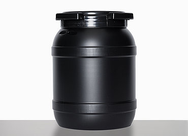 UV resistant wide neck drum: 6,0 liter, colour: black