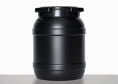 UV resistant wide neck drum: 6,0 liter, colour: black