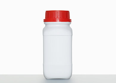Kunststoff Chemikalienflasche: 500 Milliliter, Farbe: weiß