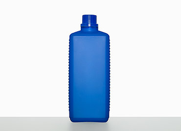 Kunststoff Vierkantflasche OV: 1,0 Liter, Farbe: blau