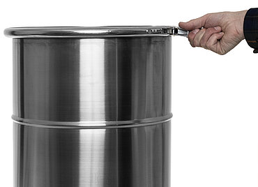 Stainless steel open head drum: 60,0 liter, colour: stainless steel matt Stainless steel open head drum: 60,0 liter, colour: stainless steel matt