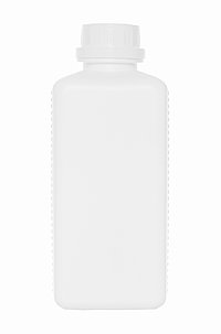 Kunststoff Vierkantflasche OV Skala: 1,0 Liter, Farbe: weiß