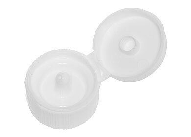Schraubdeckel Klappscharnier aus PP ø 28,0 mm Mündung