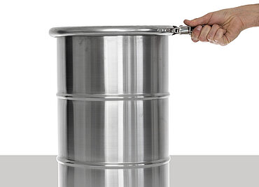 Stainless steel open head drum: 30,0 liter, colour: matte stainless steel Stainless steel open head drum: 30,0 liter, colour: matte stainless steel