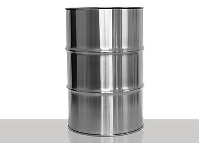 Stainless steel tight head drum: 216,5 liter, colour: matte stainless steel