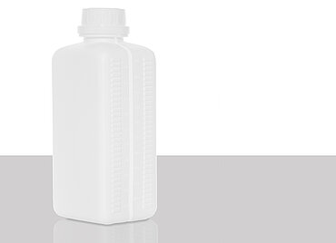 Kunststoff Vierkantflasche OV Skala: 1,0 Liter, Farbe: weiß Kunststoff Vierkantflasche OV Skala: 1,0 Liter, Farbe: weiß